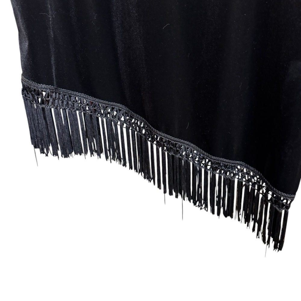 Style & Co. Black Velvet Burnout Sleeveless Sheath Dress with Tassel Fringe - Picture 8 of 8